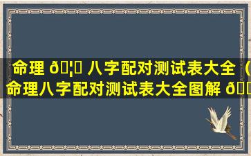 命理 🦍 八字配对测试表大全（命理八字配对测试表大全图解 🐘 ）